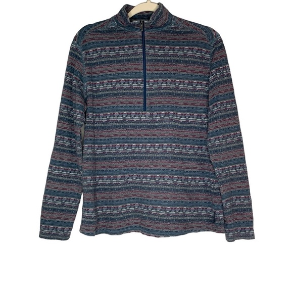 Woolrich marine multi print 1/2 zip Tanya turtleneck lightweight sweater. Size S - Picture 1 of 9